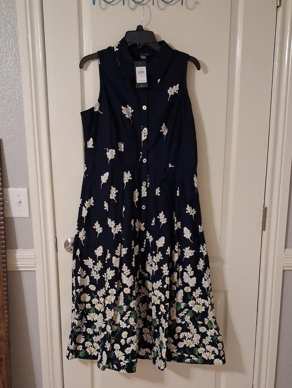 Tommy Hilfiger Navy Floral Button-Front Womans Dress